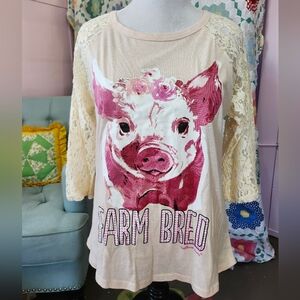 Southern Grace Pink and Cream Graphic Tee